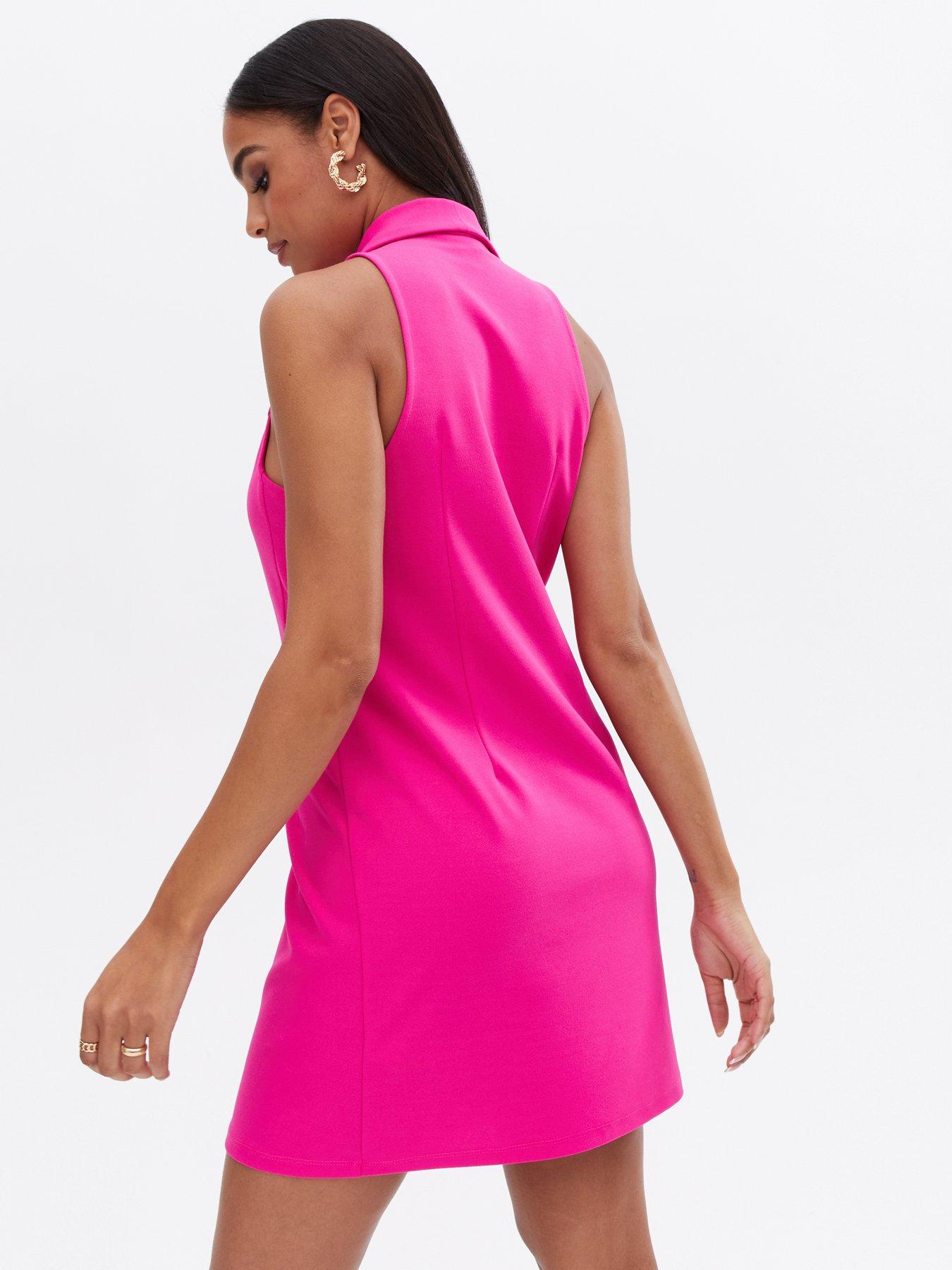 pink sleeveless blazer dress